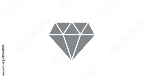 Gray Diamond Gemstone Icon, isolated white background.