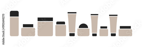 a collection of icons depicting rectangular jars and tubes used for cosmetic and decorative purposes