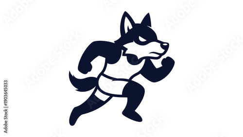 Running wolf mascot illustration on white background vector design