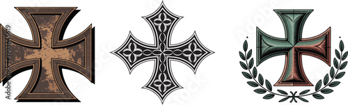 Crosses vector illustration gothic style and templar ornamental design