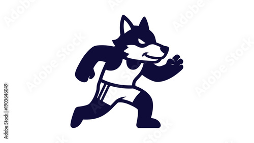 Running wolf mascot vector illustration on white background