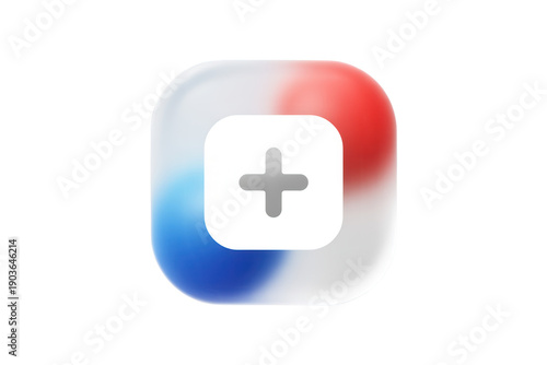 Modern plus icon on colorful gradient background for app or website design