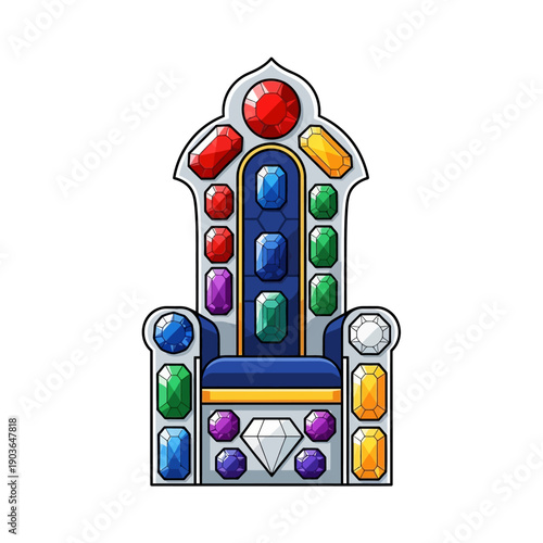 Ornate Gemstone Throne - Royal Seat with Jewels and Diamonds