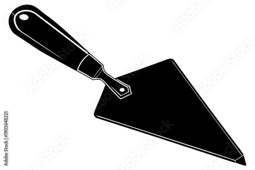 Plastering Trowel Silhouette Icon for Masonry Construction and Home Repair