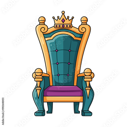 Ornate Royal Throne with Crown, Elegant Seating, Symbol of Power