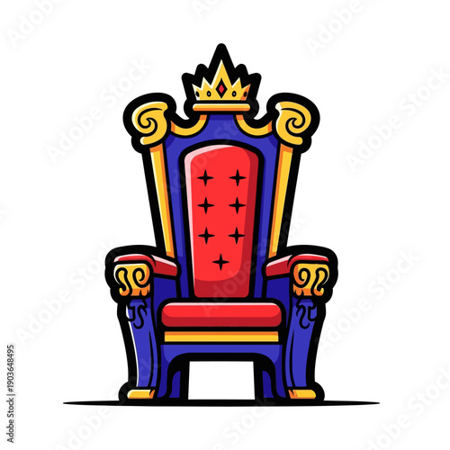 Ornate Royal Throne with Crown Icon - Majestic Seat of Power