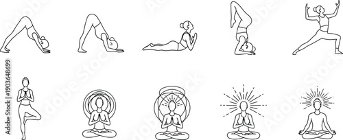 Yoga poses forming letters