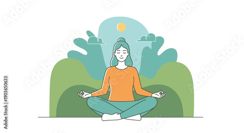 Woman Meditating Outdoors Embracing Serene Nature Peaceful Mind Calm Relaxation Healthy Lifestyle Concept Outdoor Activity Representing Inner Peace