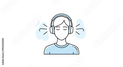 Headphones User Enjoying Audio Entertainment Wearing Earphones Listening to Music or Podcast Immersive Sound Experience Minimalist Design