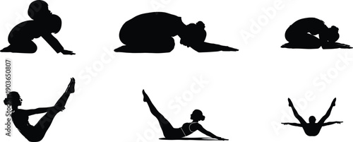 Yoga poses in silhouette