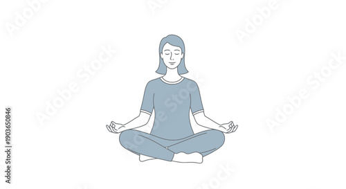 Woman Meditating Calmly in Lotus Pose Relaxing Mind Body Serene Indoor Scene Minimalist Style