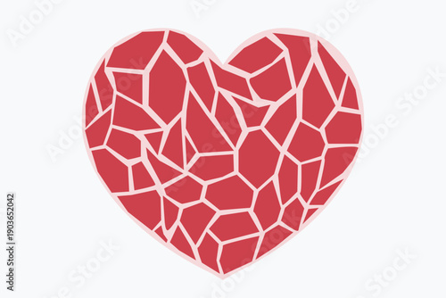 Red heart made by several stones. St. Valentine's day. Illustration. Vector.
