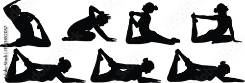 Yoga poses in silhouette form for mindfulness and flexibility