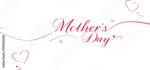 Hand drawn elegant brush lettering Happy Mother`s Day on transparent background. Line design. Calligraphy vector text for banner poster, label, sticker, flyer, header.
