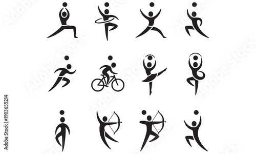 Sports and Fitness Silhouette Vector Set – Dynamic Athlete Figures for Exercise, Competition, and Teamwork Concepts