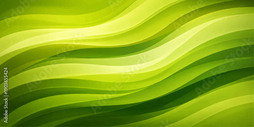 Abstract green wave background with dynamic light curves and eco nature motion design for a bright wallpaper illustration