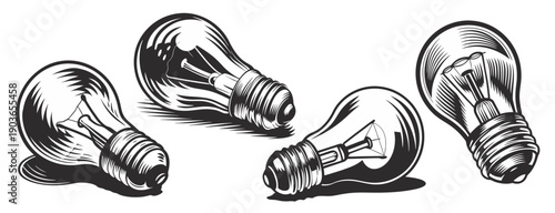 Set Light Bulb Creative Idea and Innovation Symbols for innovation, imagination, and successful profit in global business.