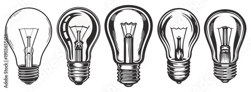 Set Light Bulb Creative Idea and Innovation Symbols for innovation, imagination, and successful profit in global business.