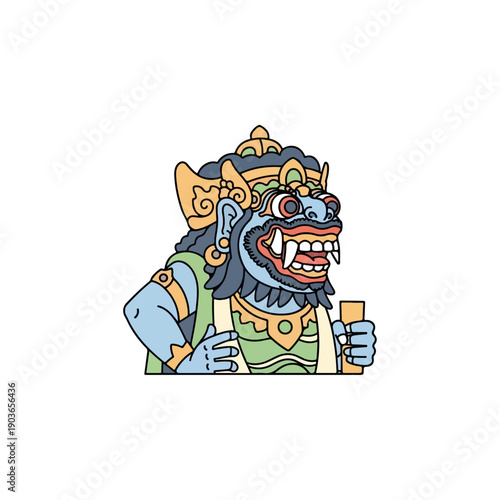 Traditional Balinese Rakshasa Demon Giant Mythological Character Illustration