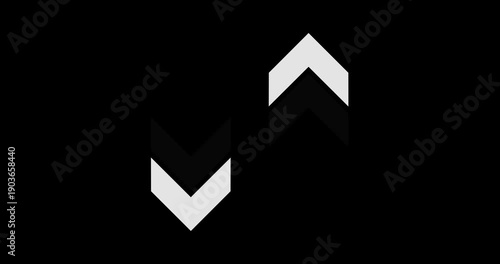 top bottom directional arrow loop animation. Arrow moving top bottom on black background. arrows top bottom animation concept
