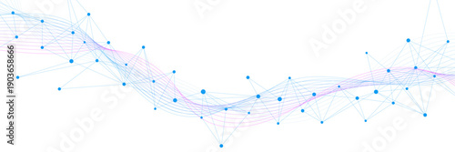 Colorful wave flow and connecting dots and lines. Molecular structure and genetic engineering concept. Design for healthcare, medical, science and technology background. Vector