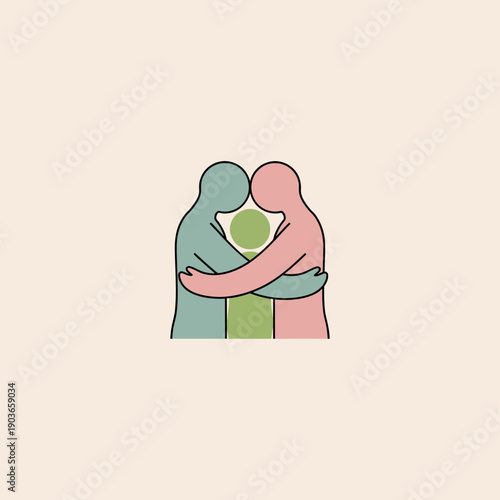 Family hug icon flat vector design.