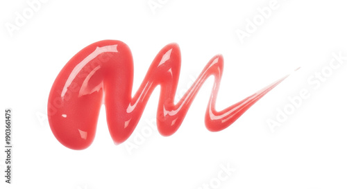 Obraz na płótnie Glossy coral pink lip gloss smear isolated PNG, cosmetic swatch for beauty and m