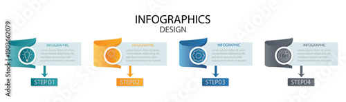 Steps business data visualization timeline process infographic template. Presentation business infographic template vector. Concept of arrow business model with 5 successive steps. 