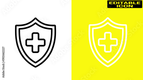 Two shields with crosses on a yellow and white background Vector, illustration