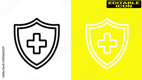 Two shields with crosses on a yellow and white background Vector, illustration