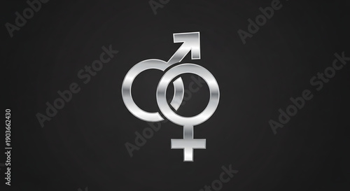 A silver gender equality symbol on a representing unity and diversity in gender identity and expression gender equality