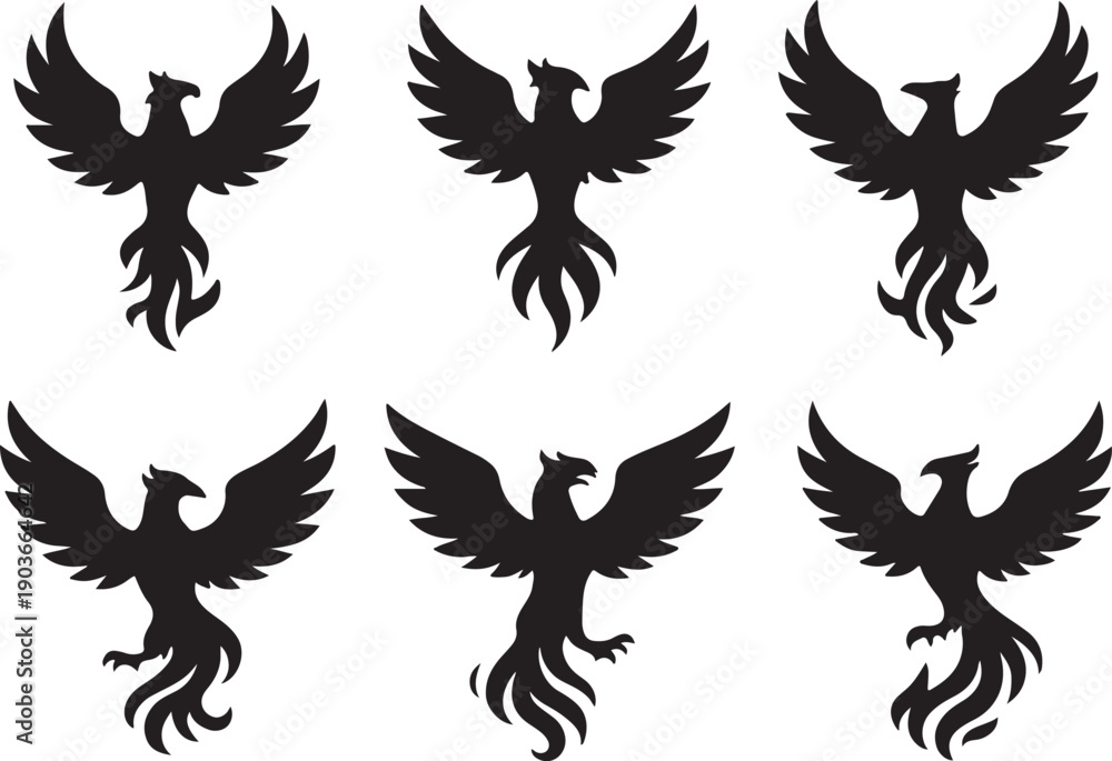 Obraz premium Bird Silhouette Icon Pattern Collection.
