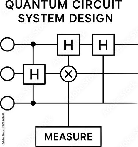 Quantum Circuit System Design Line Icon Vector Illustration