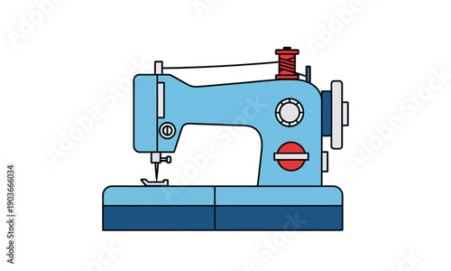 Illustrative flat design of a classic sewing machine, symbolizing the art of textile creation, DIY fashion, and the rewarding craft of making unique handmade items