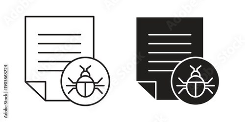 Bug report icon vector on trendy design. Outline vector stock illustration.