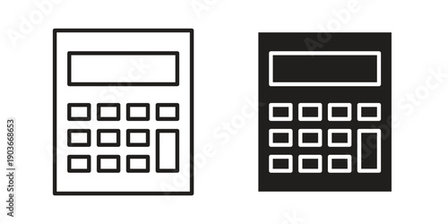 Calculator icon vector on trendy design. Outline vector stock illustration.