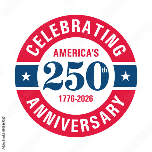 Independence Day 4th July America 250th Anniversary Handwritten Design for Banner, Greeting Card, Logo Emblem, Number 250 Design