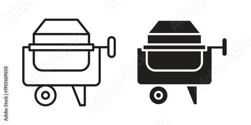 Cement mixer icon vector on trendy design. Outline vector stock illustration.