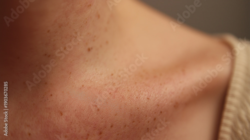 Wallpaper Mural Close up view of dry flaky chest skin with visible pores, freckles and textured surface showing natural skin detail and mild irritation Torontodigital.ca