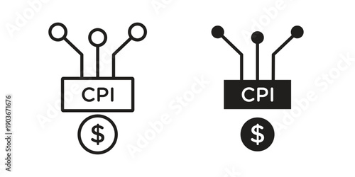 Consumer prices index icon vector on trendy design. Outline vector stock illustration.
