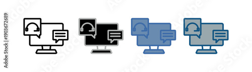 
online services icon set multiple style collection with computer, conversation ,communication  design