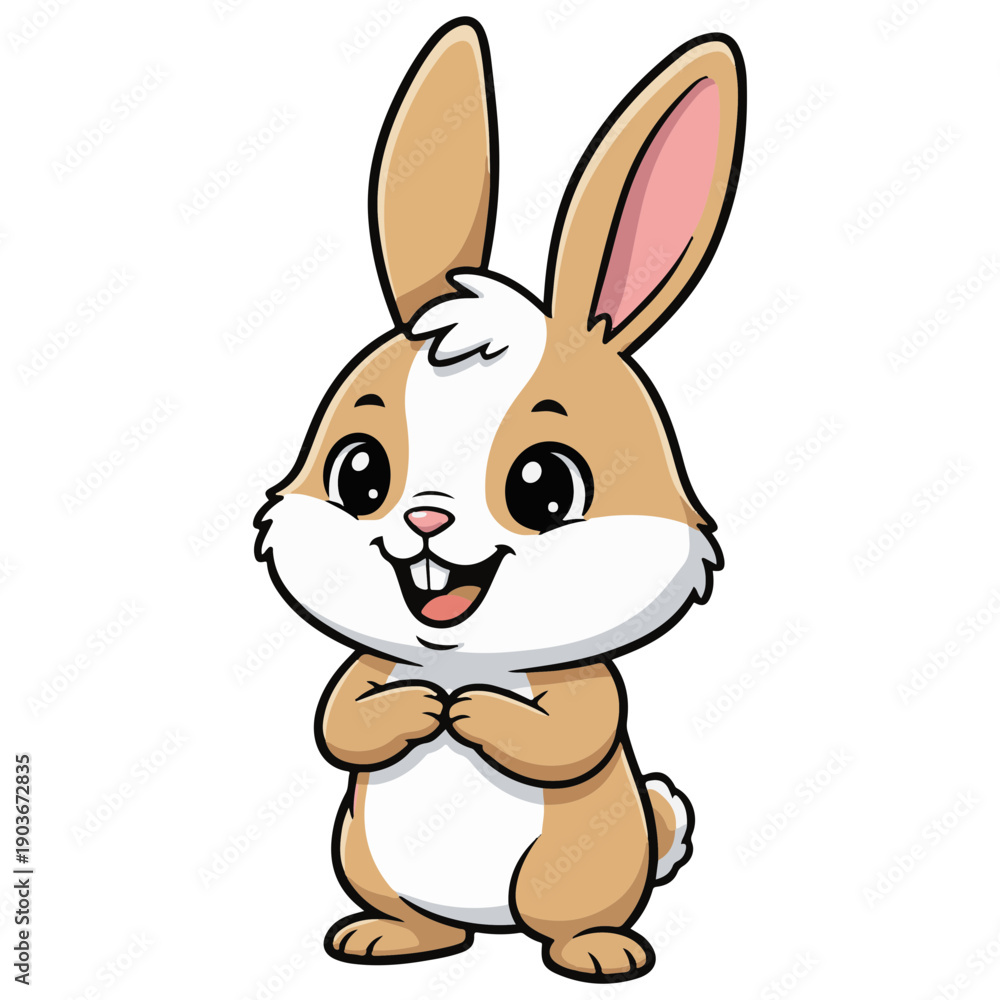 Obraz premium Cute Bunny Rabbit Vector Illustration Isolated. Jumping Bunny Rabbit Vector Dynamic Animal Illustration. Bunny Logo Cute Rabbit Mascot Design , Animal Symbol Adorable Bunny Cartoon Vector