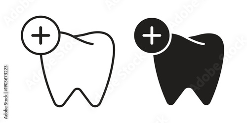Dental insurance icon vector on trendy design. Outline vector stock illustration.