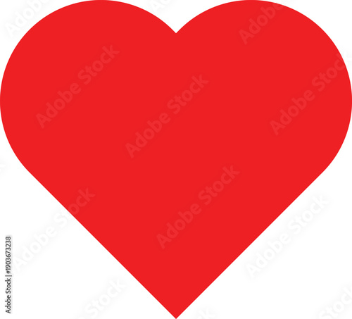 Bright red solid heart shape isolated on a clean white background for love symbol