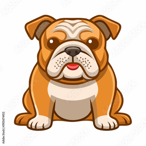 Charming Bulldog Illustration: A delightful illustration of a cute bulldog with a friendly expression, exuding warmth and charm.