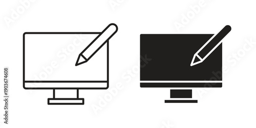 Electronic signature icon vector on trendy design. Outline vector stock illustration.