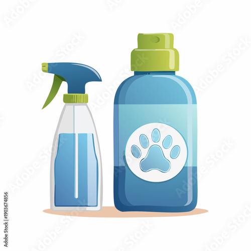 Pet Care Essentials: A detailed illustration captures essential grooming items for pets, perfect for emphasizing hygiene and care.