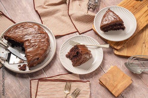 Quadro su tela Decadent homemade chocolate cake dessert
