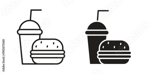 Fast food icon vector on trendy design. Outline vector stock illustration.