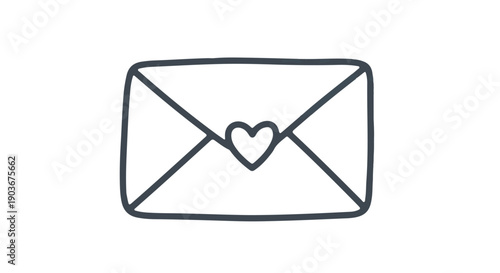 Envelope with a heart seal symbolizes love and romantic communication messages.